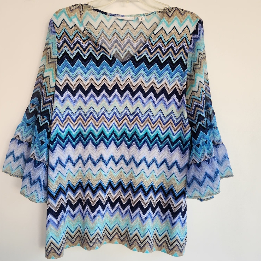 Susan Graver Multicolor Chevron Blouse